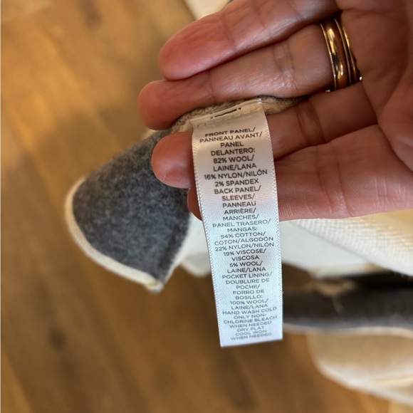 LOFT Gray and Cream Open Front Wool blend Cardigan - Picture 4 of 4